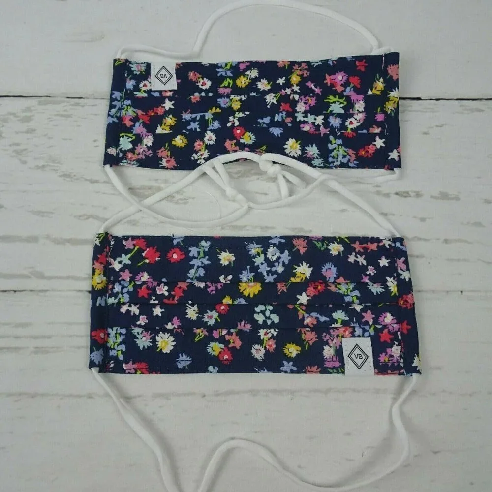 💰3/$25 Vera Bradley 2-Pack Pleated Cloth Face Masks Scattered Wildflowers